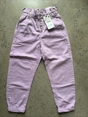 Zara Women's Lilac Paperbag Waist Jeans